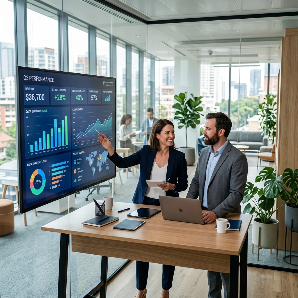 BizBoost professional office dashboard workspace collaboration